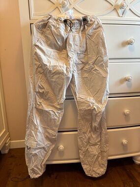 Garage White Lightweight Drawstring Track Joggers